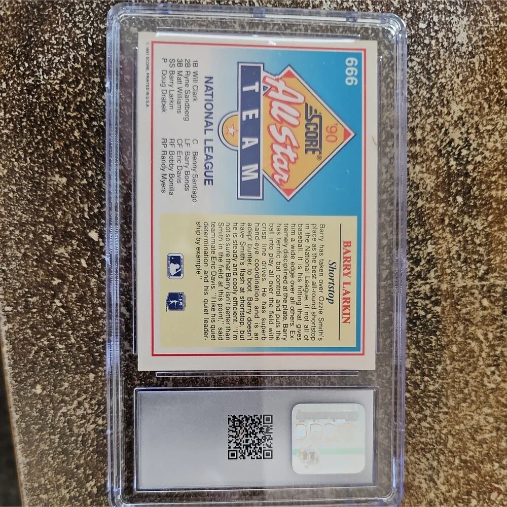 1991 Score - Barry Larkin #666 All Star SGC 8 NM MT CGC